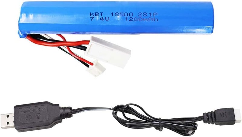 KBT KEEP BETTER TECH KBT 7.4V 1200mAh Li-ion Rechargeable Battery Pack with EL-2P Discharge Connector & XH-3P 3Pin Charging Cable Charge Plug Lithium-ion Toy Batteries Replacement for RC Car RC Boat Gel Blaster SRB 1200 - Image 1